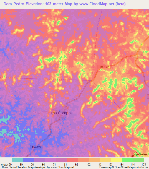 Dom Pedro,Brazil Elevation Map