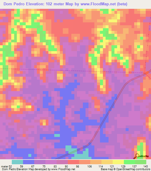 Dom Pedro,Brazil Elevation Map