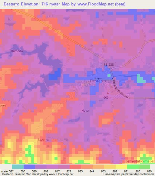 Desterro,Brazil Elevation Map