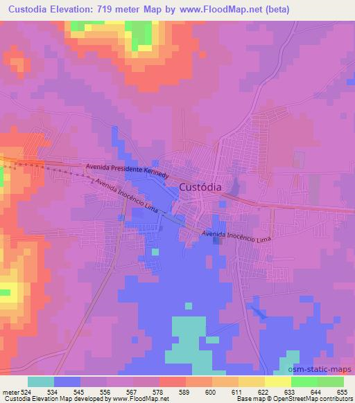 Custodia,Brazil Elevation Map