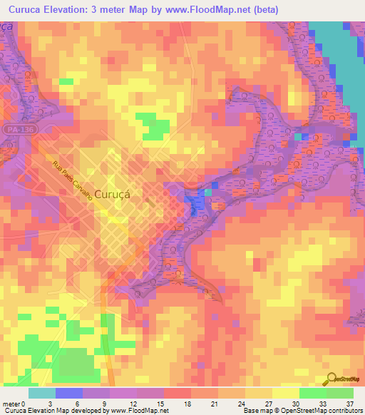 Curuca,Brazil Elevation Map