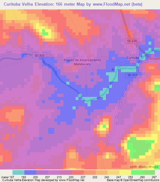 Curituba Velha,Brazil Elevation Map