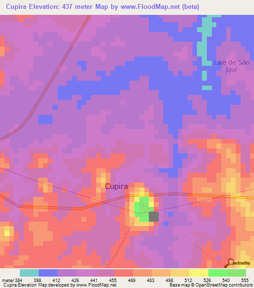 Cupira,Brazil Elevation Map