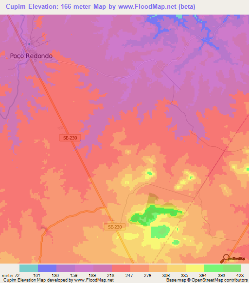 Cupim,Brazil Elevation Map