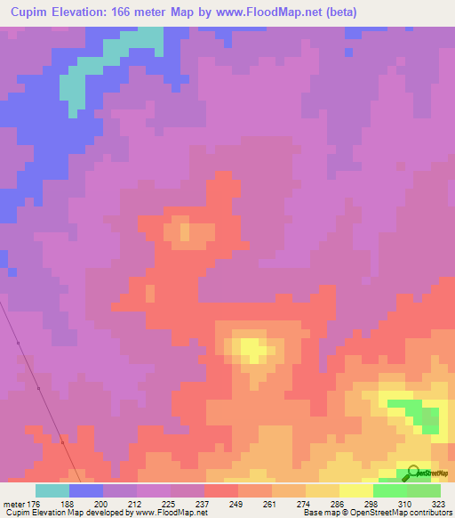 Cupim,Brazil Elevation Map