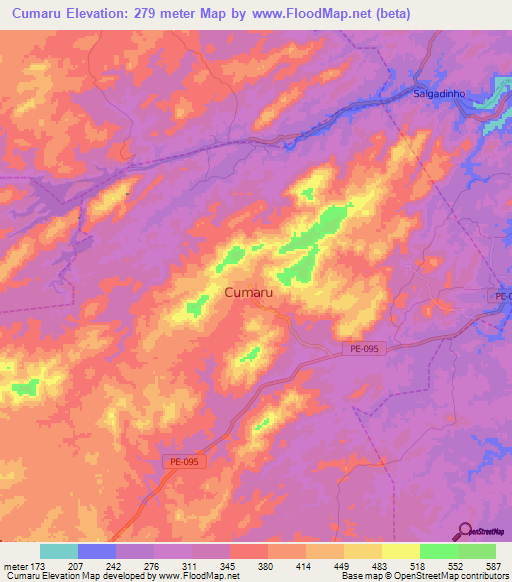 Cumaru,Brazil Elevation Map