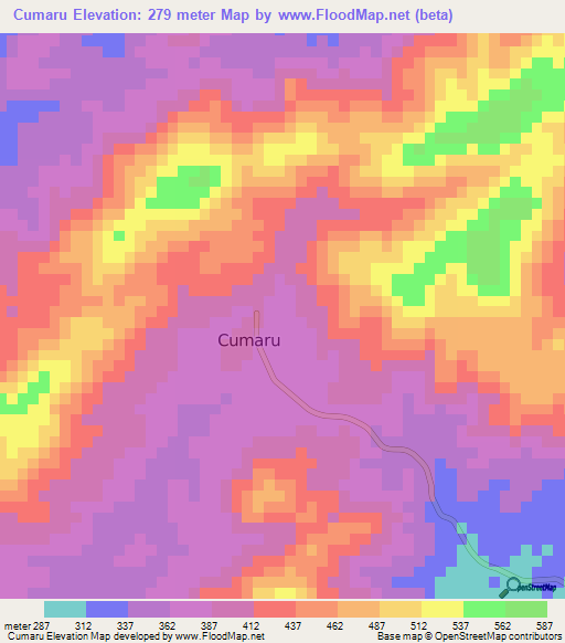 Cumaru,Brazil Elevation Map