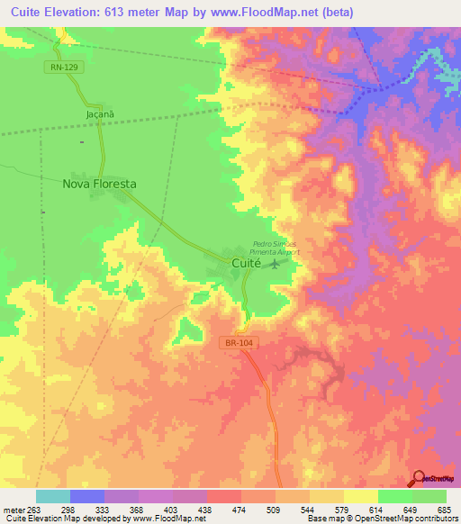 Cuite,Brazil Elevation Map