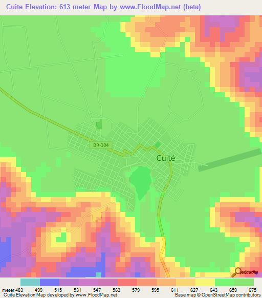 Cuite,Brazil Elevation Map