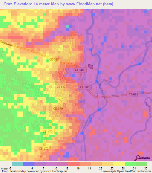 Cruz,Brazil Elevation Map