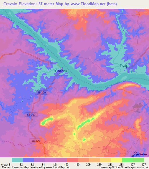 Cravaio,Brazil Elevation Map