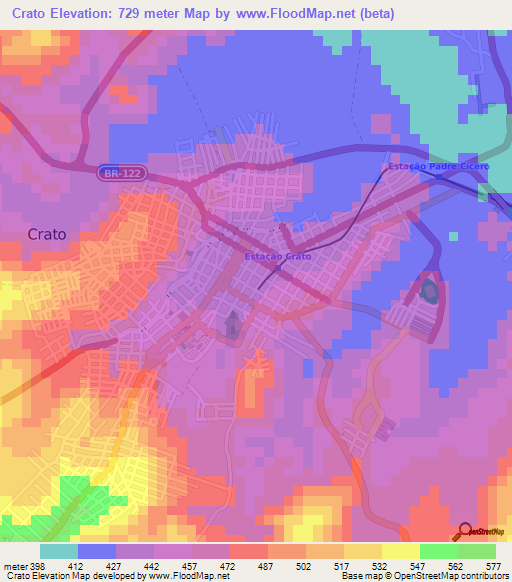 Crato,Brazil Elevation Map