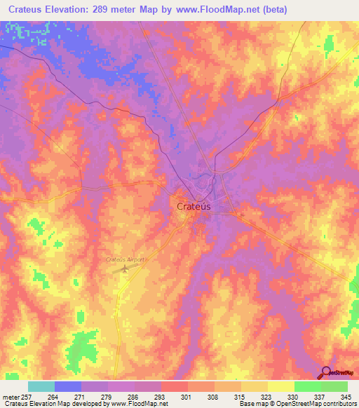 Crateus,Brazil Elevation Map