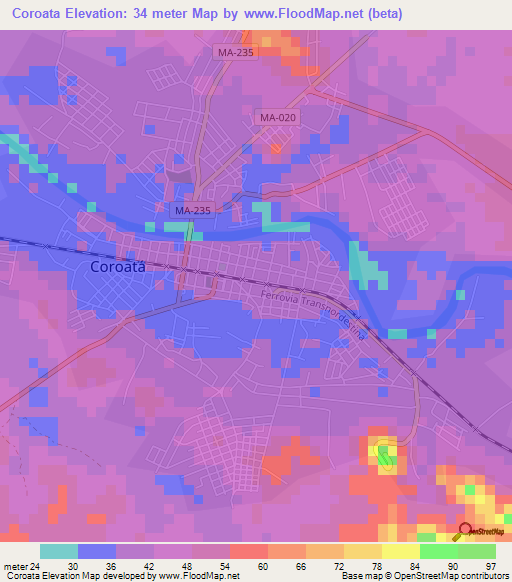 Coroata,Brazil Elevation Map