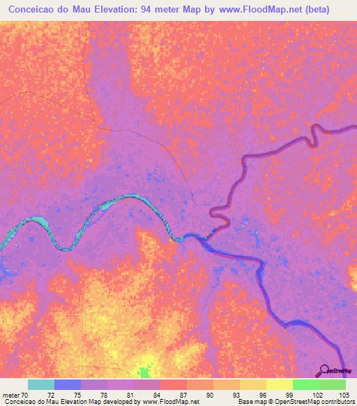 Conceicao do Mau,Brazil Elevation Map