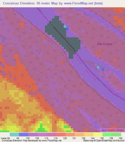 Conceicao,Brazil Elevation Map