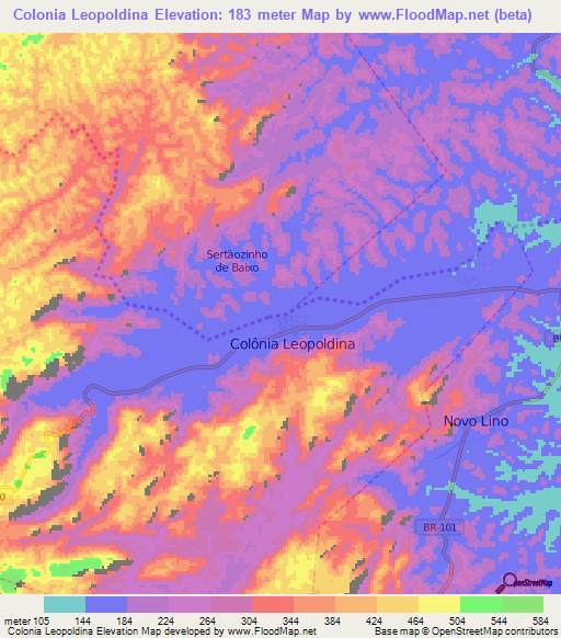 Colonia Leopoldina,Brazil Elevation Map