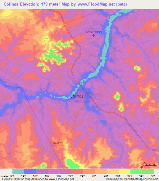 Colinas,Brazil Elevation Map