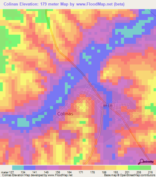 Colinas,Brazil Elevation Map