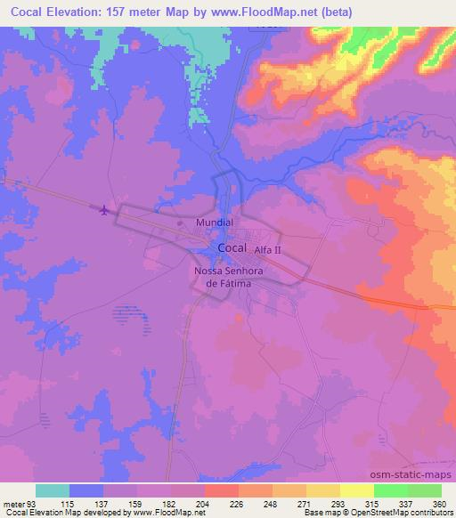 Cocal,Brazil Elevation Map