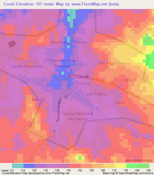 Cocal,Brazil Elevation Map