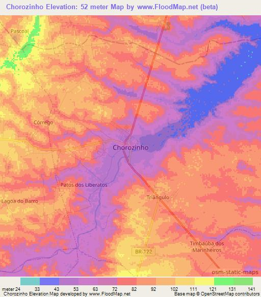 Chorozinho,Brazil Elevation Map