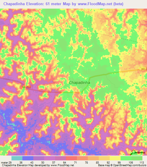 Chapadinha,Brazil Elevation Map