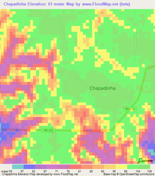 Chapadinha,Brazil Elevation Map