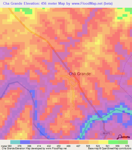 Cha Grande,Brazil Elevation Map