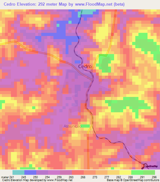 Cedro,Brazil Elevation Map