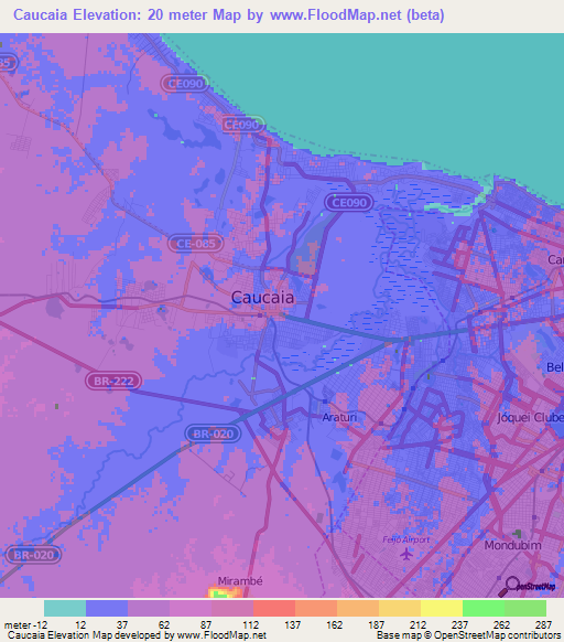 Caucaia,Brazil Elevation Map