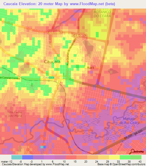 Caucaia,Brazil Elevation Map