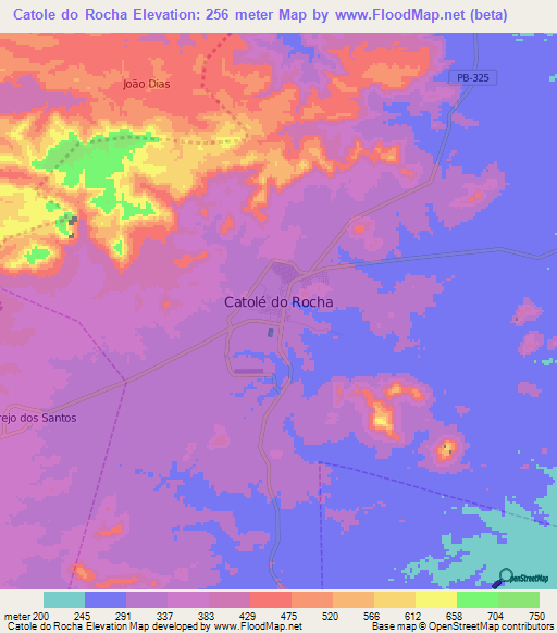 Catole do Rocha,Brazil Elevation Map