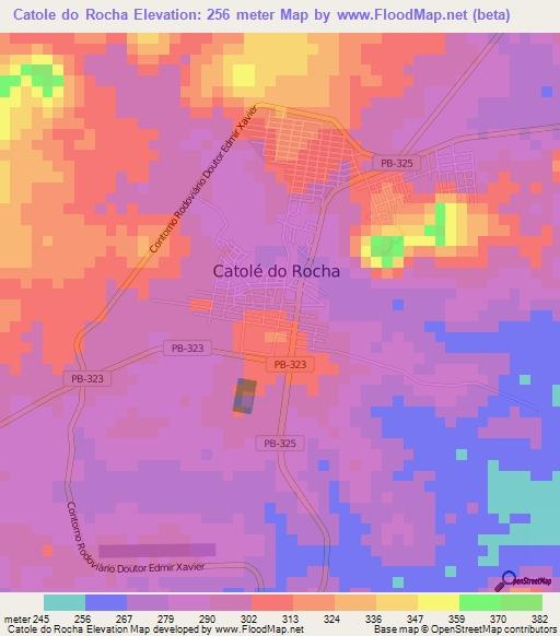 Catole do Rocha,Brazil Elevation Map