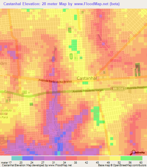 Castanhal,Brazil Elevation Map