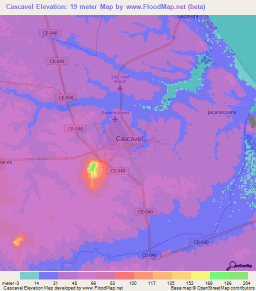 Cascavel,Brazil Elevation Map