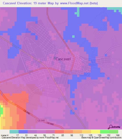 Cascavel,Brazil Elevation Map