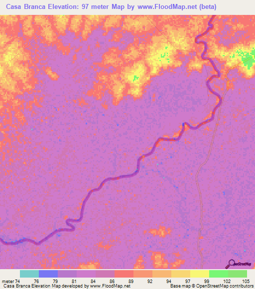 Casa Branca,Brazil Elevation Map