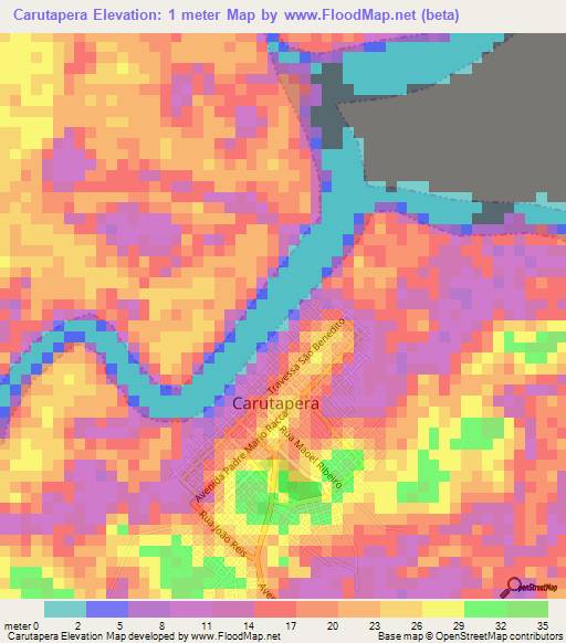 Carutapera,Brazil Elevation Map