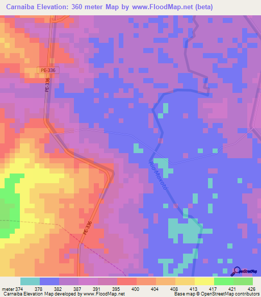 Carnaiba,Brazil Elevation Map