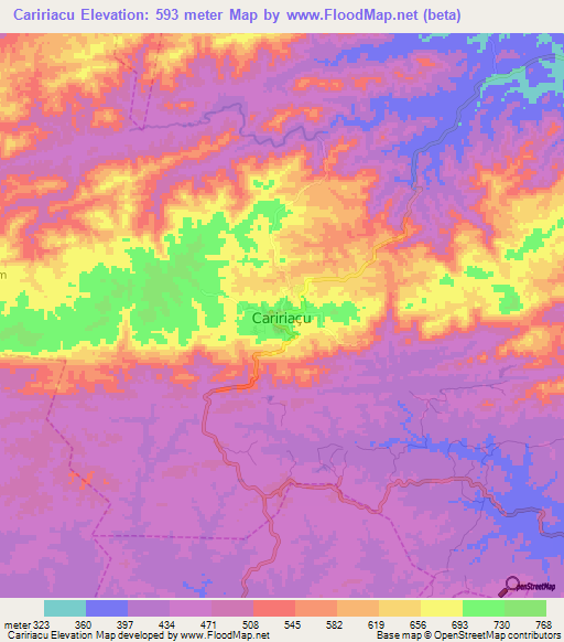 Caririacu,Brazil Elevation Map