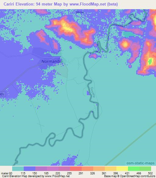 Cariri,Brazil Elevation Map