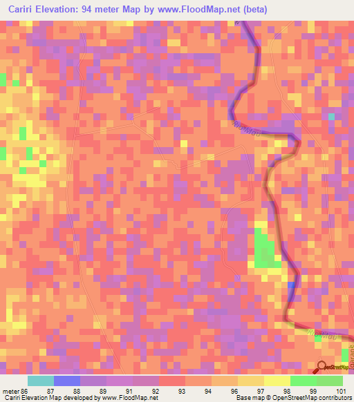 Cariri,Brazil Elevation Map