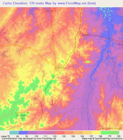 Carire,Brazil Elevation Map