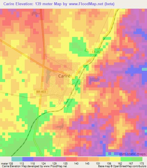 Carire,Brazil Elevation Map