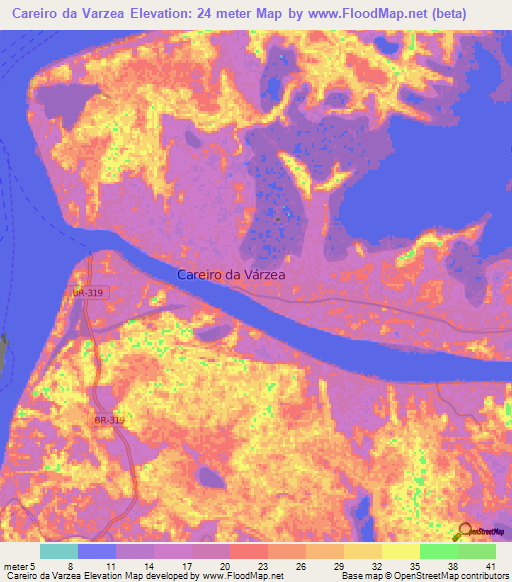 Careiro da Varzea,Brazil Elevation Map