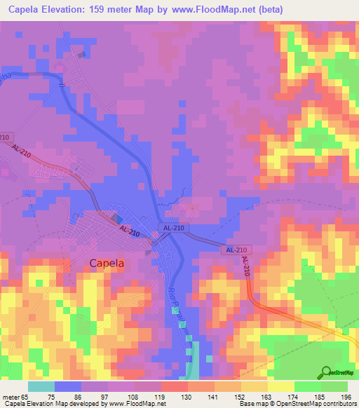 Capela,Brazil Elevation Map