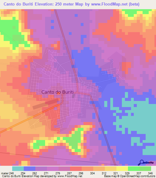 Canto do Buriti,Brazil Elevation Map