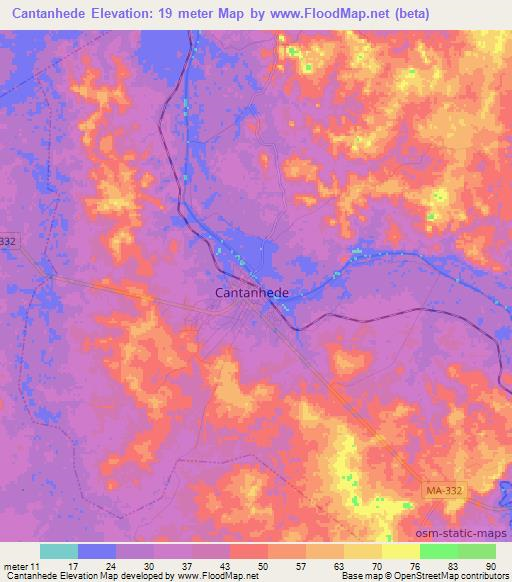 Cantanhede,Brazil Elevation Map