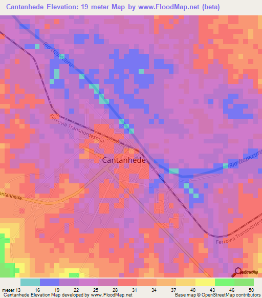 Cantanhede,Brazil Elevation Map